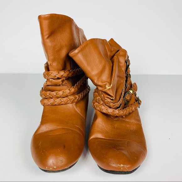 Forever 21 Shelly Booties Faux Leather Brown 6/7 - Picture 2 of 6